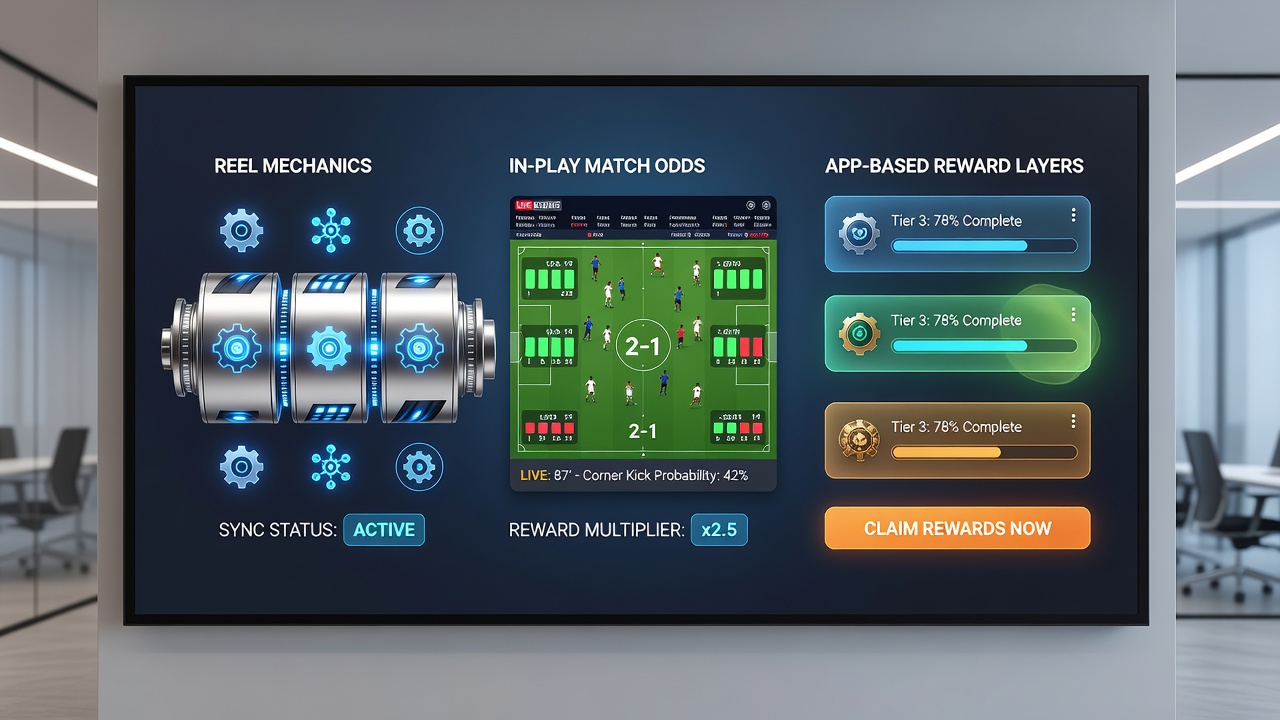 Beispiel einer mobilen App-Oberfläche mit synchronisierten Walzen und Live-Wettquoten
